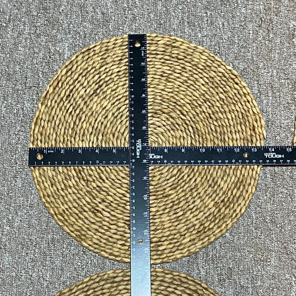 Set of 4 Natural Woven Seagrass Round Placemats 13.5‎ Inch Braided Boho Coastal